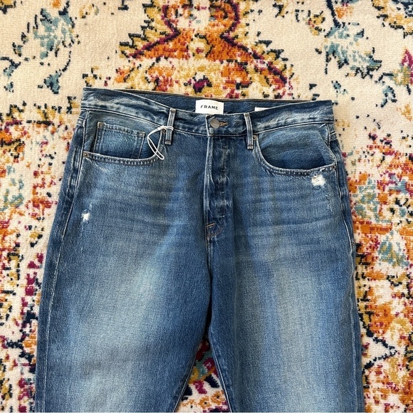 Frame Le Original Straight Distressed Button Fly Jeans 32 - Picture 3 of 8